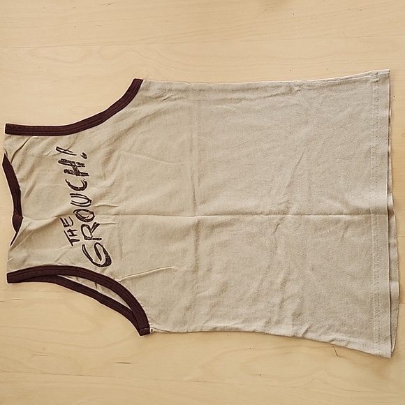 Oscar The Grouch XL tan & brown ringer tank top - Picture 2 of 4